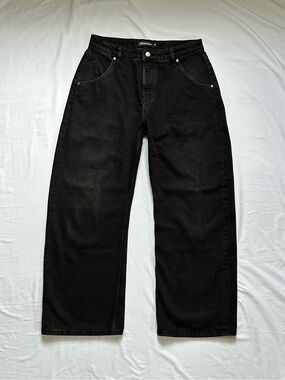 EB Denim Black Wide-Leg Midrise Jeans